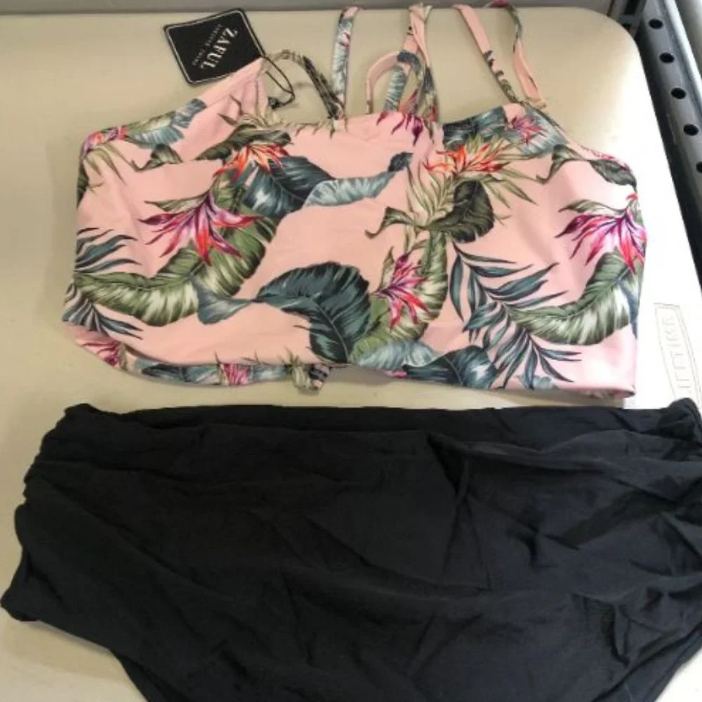 ZAFUL Vacation Leaf Print Lace-up Ruched Swimsuit 🌿🌿 NEW WITH TAGS!
